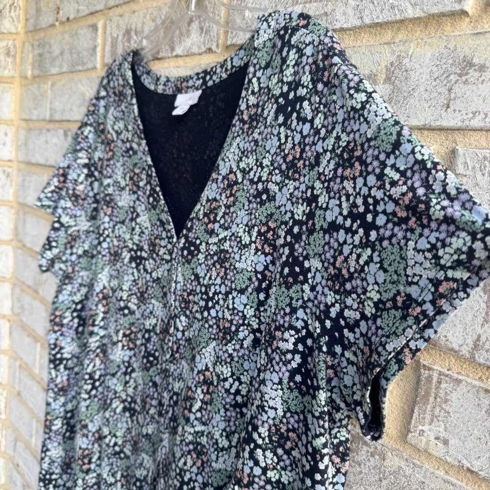 J. Jill Short Sleeve V-Neck Button Up Floral Tiered Dress Women's Size XL - Picture 5 of 8
